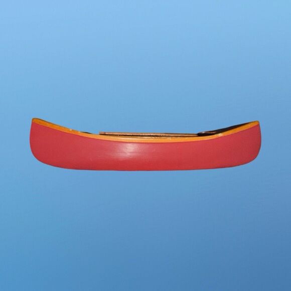 Dept 56 1999 Village Accessories Wooden Canoe with Paddles (Red Bottom) - Picture 6 of 9